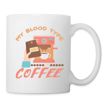 Meine Blutgruppe ist Kaffee - Tasse - Weiß - Rechts