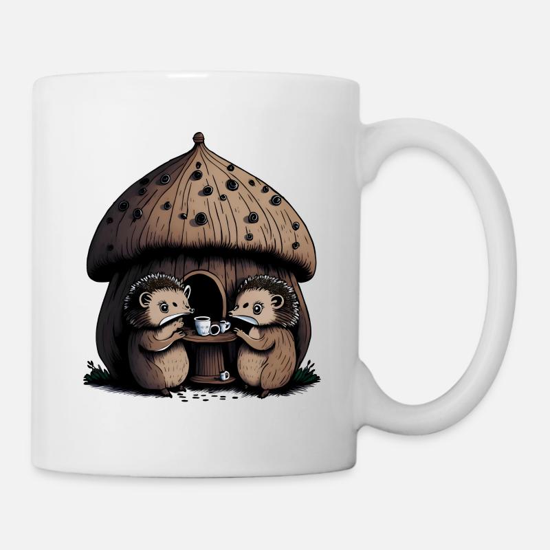 Igel Teeparty Pilz Startseite - Tasse - Weiß