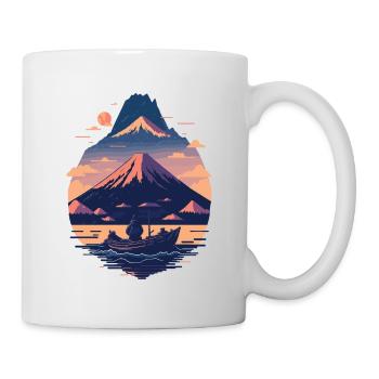 Serene Mount Fuji Sunset Peaceful River Scenery - Tasse - Weiß - Rechts