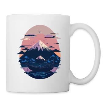 Serene Mount Fuji Sunset Peaceful River Scenery - Tasse - Weiß - Rechts