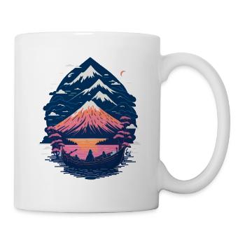Serene Mount Fuji Sunset Peaceful River Scenery - Tasse - Weiß - Rechts