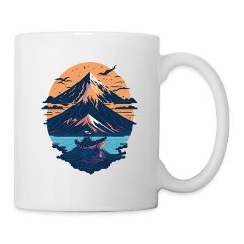 Serene Mount Fuji Sunset Peaceful River Scenery - Tasse - Weiß - Rechts