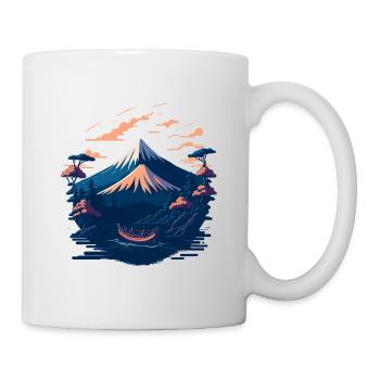 Serene Mount Fuji Sunset Peaceful River Scenery - Tasse - Weiß - Rechts