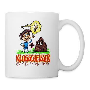 Klugscheißer Besserwisser Schlaumeier Wichtigtuer - Tasse - Weiß - Rechts