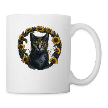 Sunflowers cat summer cat - Mug - white - Right