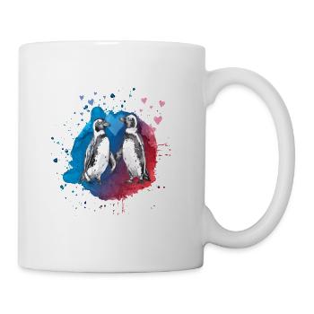 Saint-Valentin : Pingouins amoureux - Mug blanc - blanc - Droite