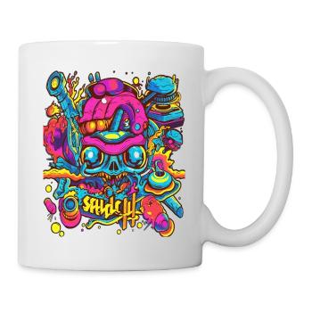 sick crazy colorful party design - Mug - white - Right
