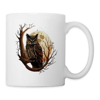 Owl Vollmond Eule im Wald Nachteule - Tasse - Weiß - Rechts