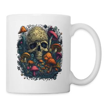 Skull Mushrooms Design Psychedelic Art Vibe Design - Tasse - Weiß - Rechts