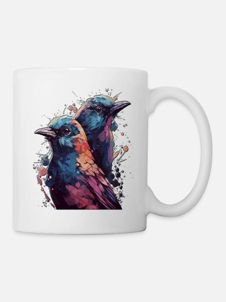 High Gloss Design Bird Birds Bird Colorful Couple - Mug - white
