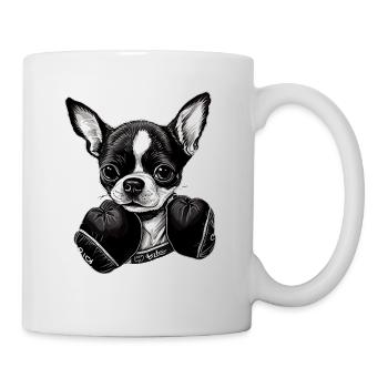 Niedlicher Chihuahua als Boxer für einen - Tasse - Weiß - Rechts