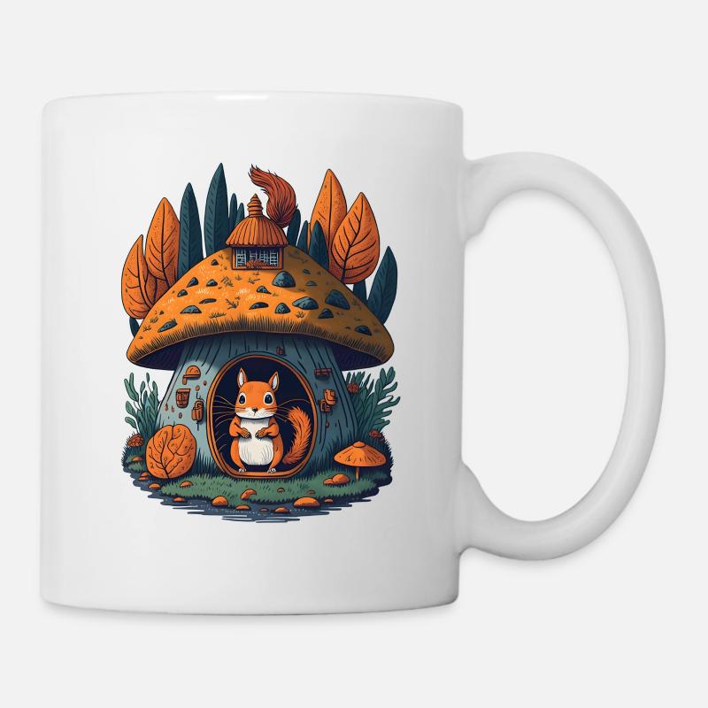 Pilz-Cottage-Eichhörnchen - Tasse - Weiß