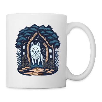 Waldhütte Cottagecore Wolf - Tasse - Weiß - Rechts