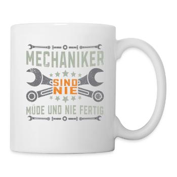 KFZ Mechaniker sind nie müde Schrauber Geschenk - Tasse - Weiß - Rechts
