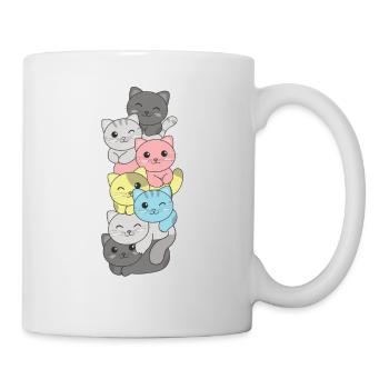 Demiflux Flag Pride LGBTQ Cute Cat Stack - Mug - white - Right
