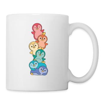 Regenbogen Flag Pride LGBTQ süßer Pinguin Stapel - Tasse - Weiß - Rechts