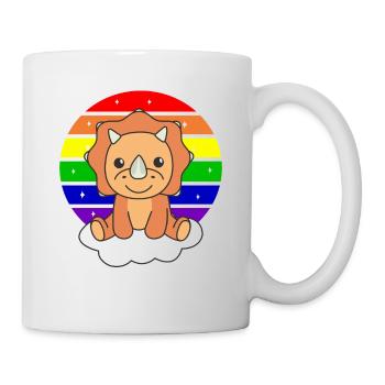 Triceratops colorful rainbow for kids Dino - Mug - white - Right