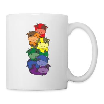 Regenbogen Flag Pride LGBTQ süßer Kuh Stapel - Tasse - Weiß - Rechts