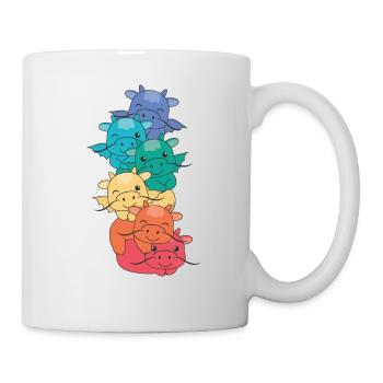 Regenbogen Flag Pride LGBTQ süßer Drache Stapel - Tasse - Weiß - Rechts