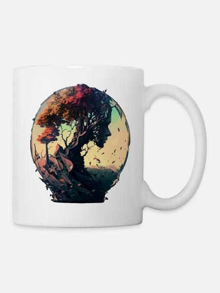 Natur Spirituell Baum Abstrakt Geistreich Design - Tasse - Weiß