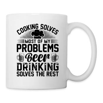 La cuisine résout la plupart de mes problèmes de consommation de bière - Mug blanc - blanc - Droite