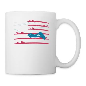 Vintage Surfboard USA Flagge Surfen Wake Surf - Tasse - Weiß - Rechts