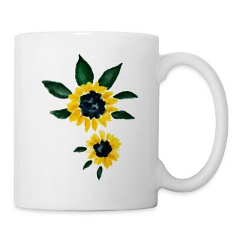 Tournesols jaunes peints à la main aquarelle - Mug blanc - blanc - Droite
