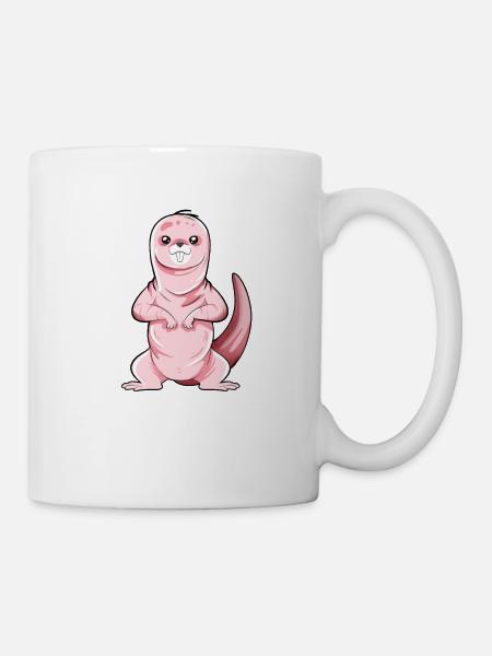 Cartoon Nacktmull - Tasse - Weiß