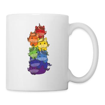 Regenbogen Flag Pride LGBTQ süßer Einhorn Stapel - Tasse - Weiß - Rechts