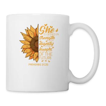 Christliche Bibel Vers Sonnenblumenliebhaber Schriften - Tasse - Weiß - Rechts