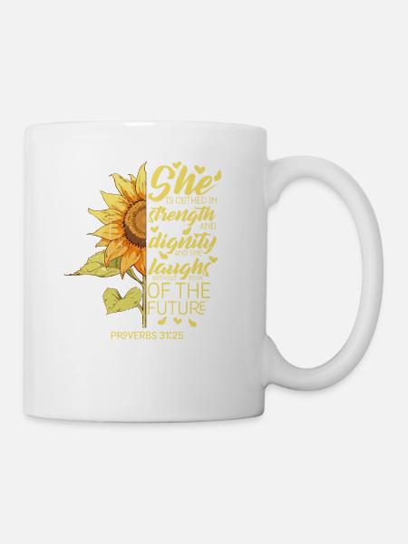 Christlicher Bibelvers Sonnenblumenblütenliebhaber - Tasse - Weiß