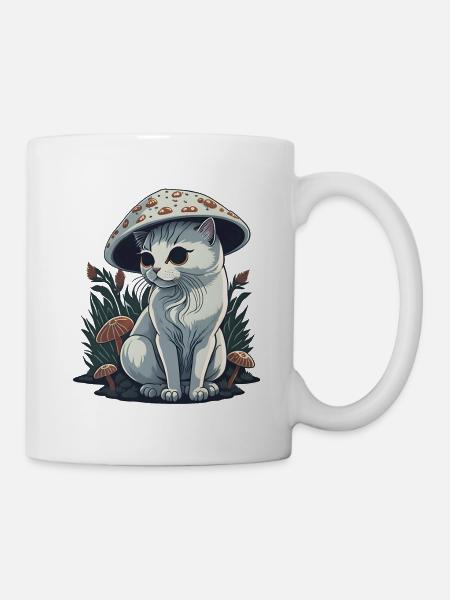 Trippy Pilzkatze - Tasse - Weiß