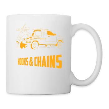 Je cours sur crochets et chaînes camionnage conducteur de dépanneuse - Mug blanc - blanc - Droite