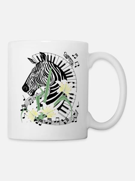 Klavier Zebra Piano Lilien Musik Keyboard Flügel - Tasse - Weiß