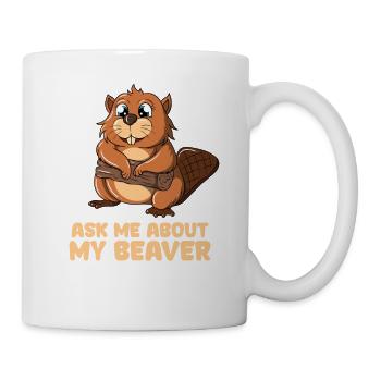 Posez-moi des questions sur mon castor - Mug blanc - blanc - Droite