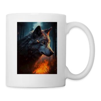 Einsamer Wolf im Feuerwald - Tasse - Weiß - Rechts