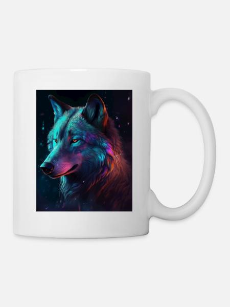 Wolf Galaxy Space Graphique Vabriant Couleur - Mug blanc - blanc