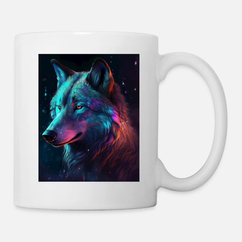 Wolf Galaxy Space Graphique Vabriant Couleur - Mug blanc - blanc