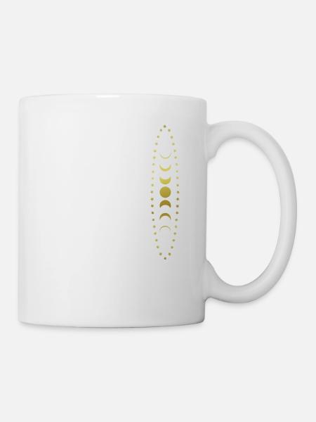 Mondphasen - Sterne - Mond - Grafik - Tasse - Weiß