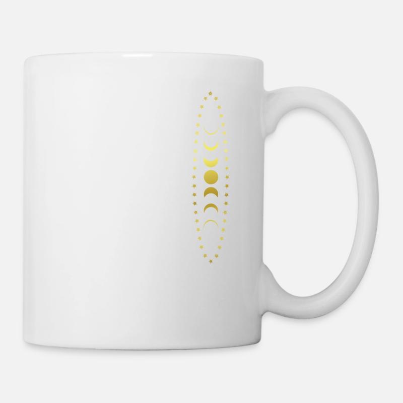 Mondphasen - Sterne - Mond - Grafik - Tasse - Weiß