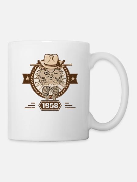 1958 | Geburtstagsgeschenk | Katzenliebhaber - Tasse - Weiß