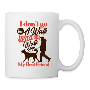 Ich gehe mit meinem besten Freund spazieren, Gassi - Tasse - Weiß - Rechts