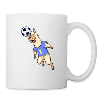 Comic Lama spielt Fußball - Tasse - Weiß - Rechts