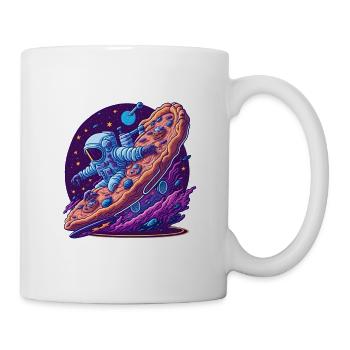 Astronaut reitet mit einer Pizza durch den Weltraum - Tasse - Weiß - Rechts