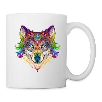 Rainbow Ghost Wolf Portrait - Mug - white - Right