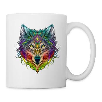 Rainbow Ghost Wolf Portrait - Mug - white - Right