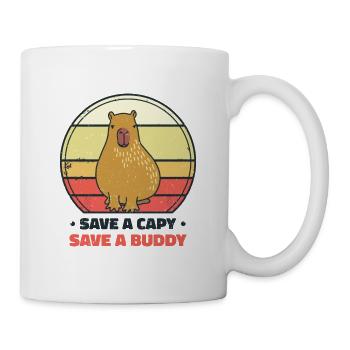Welttierschutztag Capybara Tierschutz Retro - Tasse - Weiß - Rechts