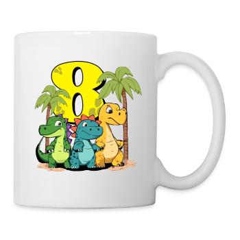 Dinosaures mignons J’ai 8 dino anniversaire - Mug blanc - blanc - Droite