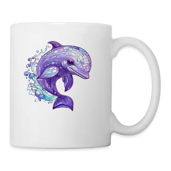 Fröhlicher Delfin - Tasse - Weiß - Rechts