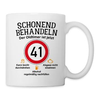 41. Geburtstag Schonend Behandeln Oldtimer Ist 41 - Tasse - Weiß - Rechts